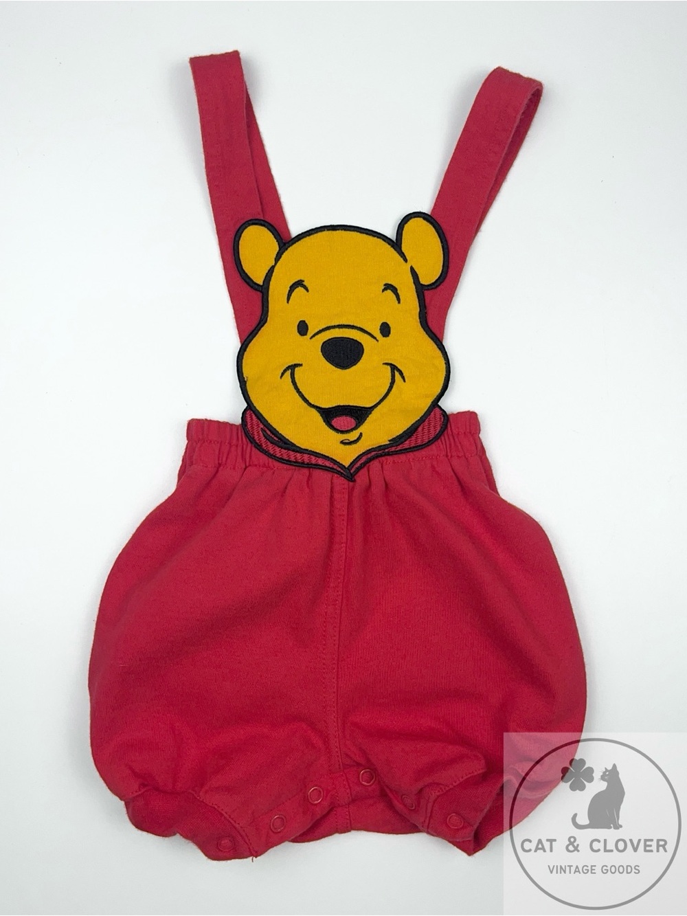 Disney Store 90s Winnie The Pooh Embroidered Red Vintage Baby Romper 6M